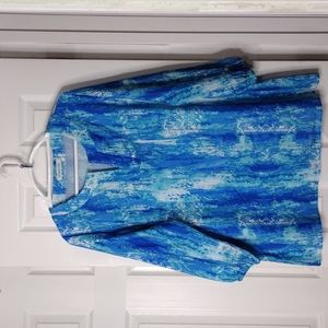 Misslook Artsy Aqua Blue Tunic Blouse XXL
